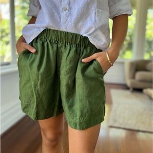 Frockk Abbey Linen Shorts Moss Green Slow Fashion